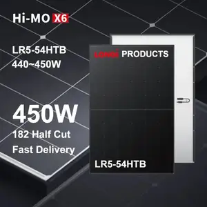 Longi แผงโซลาร์สีดำล้วน Lr5-54Hpb 6X Hi-Mo 450W 440W สีดำล้วน panneau Solaire