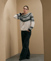 Jacquard-Strickpullover 100% Baumwolle Nordisches Muster Rundhals Herbst Winter Casual Pullover Individuelles Logo-Design Großhandel Fabrik OEM