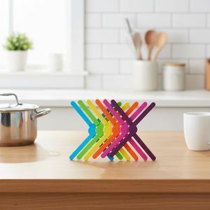X-shaped Eco-Friendly Heat-Resistant <b>Silicone</b> Collapsible Modern Stocked Table <b>Mats</b> Pads Non-Slip Home Kitchen Bowl Pan Pot - Product Image 4
