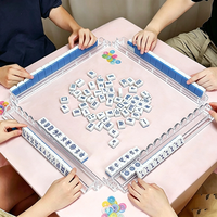 Jeu de Mahjong américain en acrylique massif, motif bleu et blanc porcelaine, tuiles entièrement personnalisées, motifs vent, fleur, joker, papillon découpés