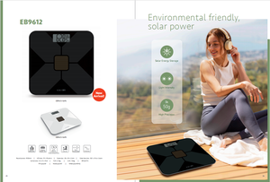 सौर ऊर्जा संचालित डिजिटल बॉडी वेट स्केल 180 किलोग्राम इको बैटरी मुक्त समशीड ग्लास एलसीडी बाथरूम स्केल - Product Image 2