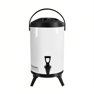 Dispensador de bebidas aislado de acero inoxidable Db 10L blanco con grifo para bebidas frías y calientes - Product Image 1