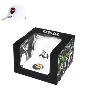 Tùy Chỉnh Màu Đen Hình Thang Mũ Bóng Chày Lưu Trữ Hộp Bao Bì Sản Phẩm Quà Tặng Kraft Hộp Giấy Với Cửa Sổ <span class=keywords><strong>PVC</strong></span> Trong Suốt - Product Image 1