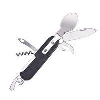 Ensemble de couverts de camping en acier inoxydable, équipement allemand pour l'extérieur, cuillère, fourchette, couteau et ouvre-bouteille portables, multi-outils