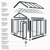 Solarium en verre à double vitrage en alliage d'aluminium et de magnésium noir pour patio, villa, jardin