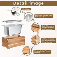 Poubelle à compost de cuisine, poubelle à compost de comptoir, seau à compost en bois avec insert en acier inoxydable