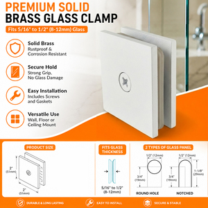 Morsetti <span class=keywords><strong>per</strong></span> Vetro in Acciaio Inox, <span class=keywords><strong>Cerniere</strong></span> <span class=keywords><strong>di</strong></span> Supporto Resistenti <span class=keywords><strong>per</strong></span> Ringhiere in Vetro Senza Telaio e Schermi Doccia - Product Image 2