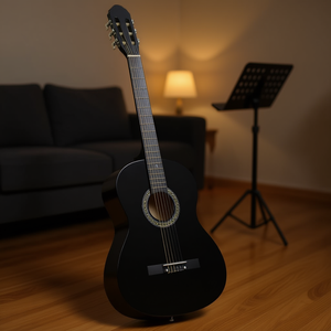 Guitarra Clásica de 4 Cuerdas, Madera de Tilo, Acabado Negro Pulido, Para Principiantes - Product Image 2