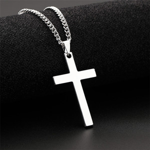 Modeschmuck Silber Gold Schwarz Kette Vergoldete Halskette Herren Edelstahl Kreuz Anhänger Halskette - Product Image 6