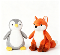 Peluche personnalisée avec nom brodé par transfert thermique, renard ou pingouin, pour enfants, cadeau de naissance et d'anniversaire