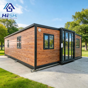 บ้านสำเร็จรูปสมัยใหม่ HeSHi แบบตู้คอนเทนเนอร์ ดีไซน์สี่เหลี่ยมผืนผ้า ตกแต่งภายนอกด้วยไม้ เหมาะสำหรับใช้เป็นสำนักงาน อาคารเคลื่อนย้ายได้ - Product Image 1