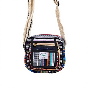 Sac bandoulière en chanvre de l'Himalaya, tissé, motif géométrique, toile écologique, style bohème pour femmes, toutes saisons, usage quotidien - Product Image 1