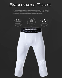 Pantalon anti-collision à coussin ruche pour homme, collants de <span class=keywords><strong>basket</strong></span>-ball courts <span class=keywords><strong>avec</strong></span> genouillères en nid d'abeille - Product Image 4