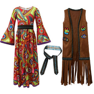 Costume de cosplay rétro années 60-70 pour femmes, thème hippie disco fleuri, paix et amour, pour fête de Purim, Halloween, <span class=keywords><strong>déguisement</strong></span> pour enfants - Product Image 6