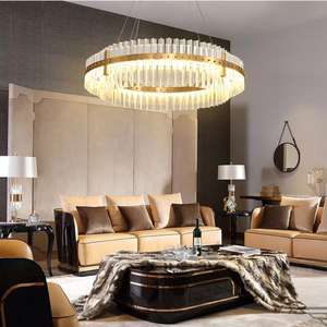 Circle Design Modern Crystal Chandelier Decorative Halo Circular Ring LED Glass Pendant <b>Light</b> <b>for</b> Living <b>Room</b> - Product Image 5