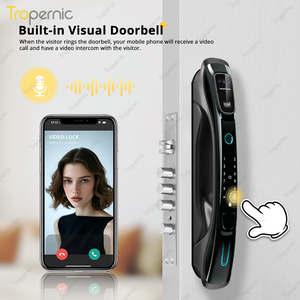 <span class=keywords><strong>Serrure</strong></span> de porte intelligente avec caméra électrique automatique pour porte extérieure, étanche, Tuya Wifi, empreinte digitale, reconnaissance faciale 3D Tuya - Product Image 5