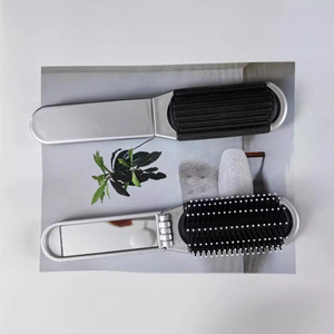 Travel Comb With <b>Mirror</b> Foldable Mini Cushion Hair Styling Tool Portable Silver 10-15Cm <b>Plastic</b> Beauty Care For Travel - Product Image 4