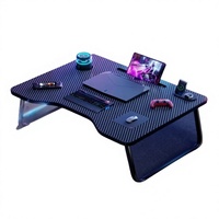Table de chevet pliable, bureau pour ordinateur portable, support de jeu réglable en hauteur, lumière RGB pour dortoir d'étudiant, bureau à domicile, étude