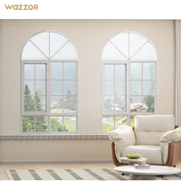 Wazzor Nuevo producto en China Inicio Arco impermeable Ventanas de aluminio Estilo francés