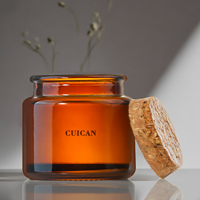 Hot <strong>Sell</strong> Custom Wholesale <strong>Colored</strong> Amber Jars Bottle With Lid for Making Glass Candle Jar Candle Jars with Lids