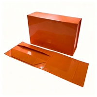 Boîte cadeau rigide personnalisée avec couvercle magnétique orange, doublure en éponge, laminage mat, gaufrage, pliable, emballage haut de gamme