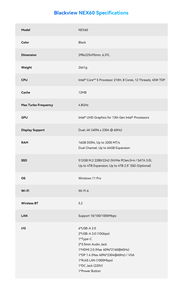 Blackview NEX60 <b>Mini</b> <b>PC</b> 16+512GB Intel Raptor lake Core 5 210H <b>Windows</b> 11 Pro 13th Gen WIFI 6 Computer - Product Image 6