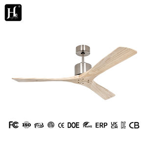 Ventilador de techo de madera maciza con acabado en níquel cepillado y cromo de lujo, de 52 pulgadas y con 3 aspas. - Product Image 3