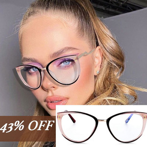 กรอบแว่นตา Cat Eye รุ่น 87044 วัสดุ TR90 แบบเต็มกรอบ ป้องกันแสงสีฟ้า สำหรับผู้หญิง สไตล์ยุโรป - Product Image 3