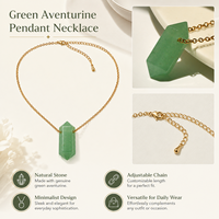 Collier pendentif colonne hexagonale en Aventurine verte naturelle, chaîne dorée, bijoux en cristal, cadeau