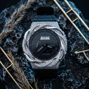 Montre Loista Jewels de luxe à mouvement quartz ETA, cadran carré, boîtier en acier inoxydable avec diamants Moissanite, bracelet en caoutchouc, pour les entreprises - Product Image 1