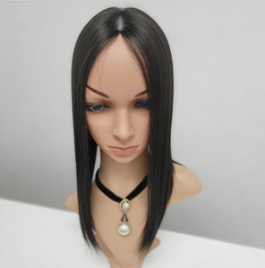 <b>16</b> <b>Inch</b> Mid Straight Human Hair Clip On Toupee <b>Wig</b> Natural Black Brown WIGTS Luxury Lightweight Breathable Quick Delivery - Product Image 1