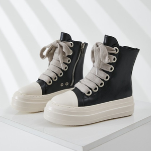 Dropshipping Calzado Casual para Exteriores Sepatu con Cordones Anchos 2025 Botas de Cuero Zapatillas de Plataforma para Mujer - Product Image 4