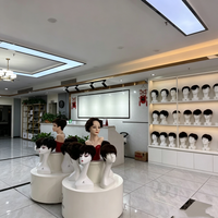 Comptoir de présentation de perruques pour salon de beauté, buste de mannequin circulaire, table de présentation, éclairage, rangement, étagère murale