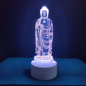 Tùy chỉnh tôn giáo 3D Phật ánh sáng ban đêm 7 màu sắc cảm ứng ảo tưởng bầu không khí thị giác LED Đèn cho Phật Giáo Quà Tặng - Product Image 6