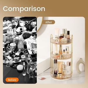 Luxury Cosmetic Storage Rack Transparent Makeup Holder Gold Tone Bathroom Organizer Vanity <b>Display</b> <b>Stand</b> - Product Image 6