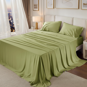 4PCs Cooling Anti-Pilling Non-Toxic 100% Bamboo Fiber 300tc Stitching <b>Queen</b> <b>Size</b> Deep Pocket Bed Set for Home & Hotel Use - Product Image 3