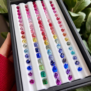 Giấy chứng nhận đá quý nhân tạo tròn/cắt kiểu dáng lạ, nhiều màu sắc, bao gồm <span class=keywords><strong>Ruby</strong></span>, Emerald, <span class=keywords><strong>Sapphire</strong></span> dùng làm đồ trang sức & nhẫn - Product Image 2