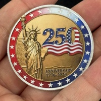 Fabricant de pièces commémoratives personnalisées, pièce de monnaie plaquée or antique USA 250e anniversaire, pièce de défi creuse à design moulé sous pression 3D