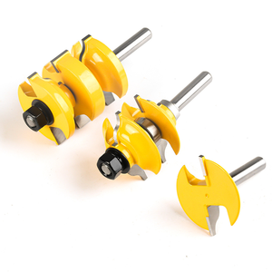 3pcs Set Adjustable Solid <b>Wood</b> Cabinet Door Panel <b>Cutter</b> Door Frame Tenon Joint End Mill One-time Molding Router Bit - Product Image 4