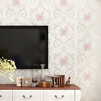 Grande Vente Papier Peint Moderne Rétro Stéréo 3D Gaufré Auto-Adhésif Non-Tissé Fleur Pastorale Murale Décollable et Repositionnable