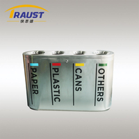 Traust 4-en-1 Structure debout en acier Poubelle extérieure/intérieure et conteneur de recyclage Modèle de poubelle à couvercle de poubelle à compartiments multiples