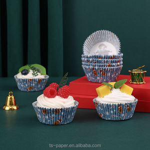 100 pièces de moules à pâtisserie anti-graisse, base ronde en forme de flocon de neige, base pour cupcakes, encre de soja imprimée, facile à séparer, porte-cupcakes en papier - Product Image 1