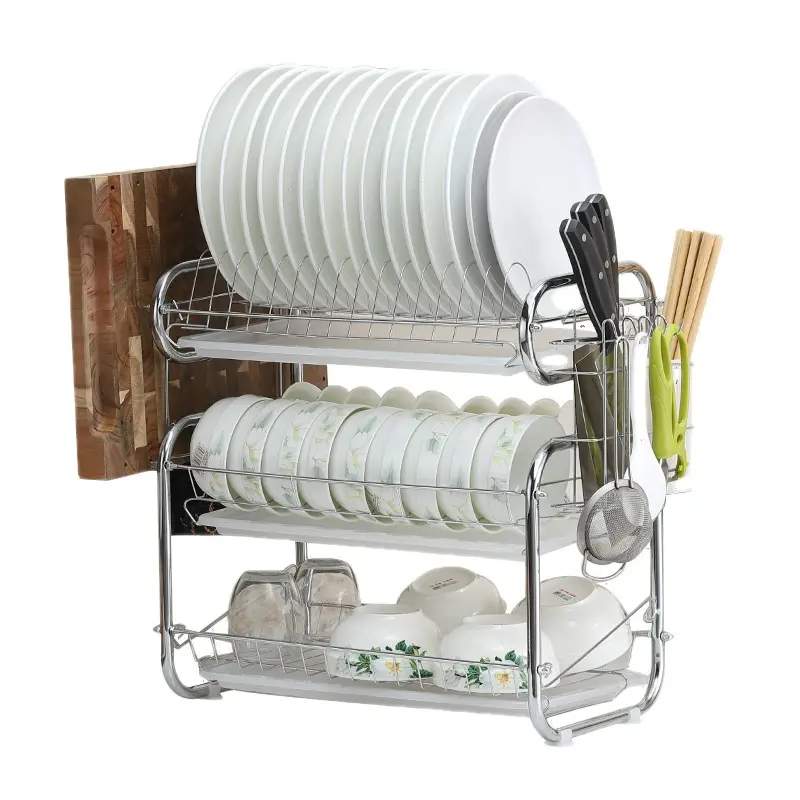 Home kitchen Accessories compact dishes holder drainer plate rack retractable 2 tier kitchen dish drying rack