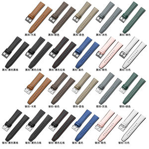 COOLYEP चमड़े के साथ सिलिकॉन मैं घड़ी का पट्टा 20mm 22mm स्मार्ट घड़ी बैंड शीर्ष परत चमड़े की घड़ी का पट्टा - Product Image 6