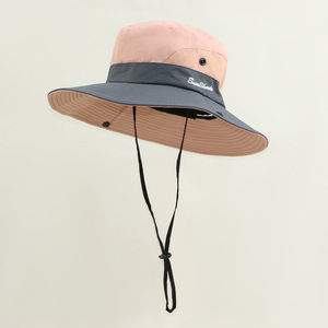 Cappello da Sole da Donna a Tesa Larga con Apertura per Coda di Cavallo, Regolabile, Protezione UV per Spiaggia e Pesca - Product Image 4