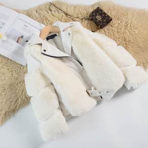 Nuova Giacca Moto alla Moda per Bambine con <span class=keywords><strong>Pelliccia</strong></span> di Volpe, Calda e Impermeabile, con Cerniera, Cappotto Invernale - Product Image 3