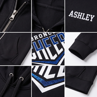 Sweat-shirt à capuche unisexe avec logo personnalisé brodé, fermeture éclair, cordon de serrage, pour cheerleading, danse, gymnastique et vêtements d'équipe