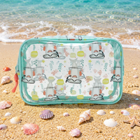 Sac de toilette personnalisé en PVC transparent, organiseur de cosmétiques, sac de voyage avec impression de dessins animés, étui à cosmétiques, pochette pour maquillage et soins de la peau avec fermetures éclair