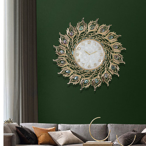 European Style Seashell Wall Clock Round Battery Powered Living Room Decor Elegant Quiet Design - Product Image 2