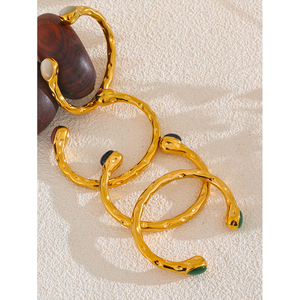 <span class=keywords><strong>Bracciale</strong></span> Aperto in Acciaio Inossidabile di Alta Qualità Placcato Oro PVD 18K da <span class=keywords><strong>Donna</strong></span> XY 4109 con Occhio di Gatto, Braccialetti Colorati e di Tendenza - Product Image 3